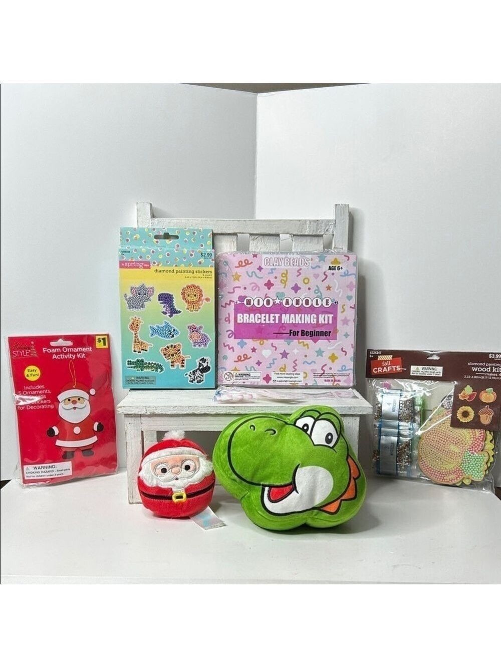 Kids Craft & Plush Gift Set - Diamond Painting, Bracelet & Ornament Kits